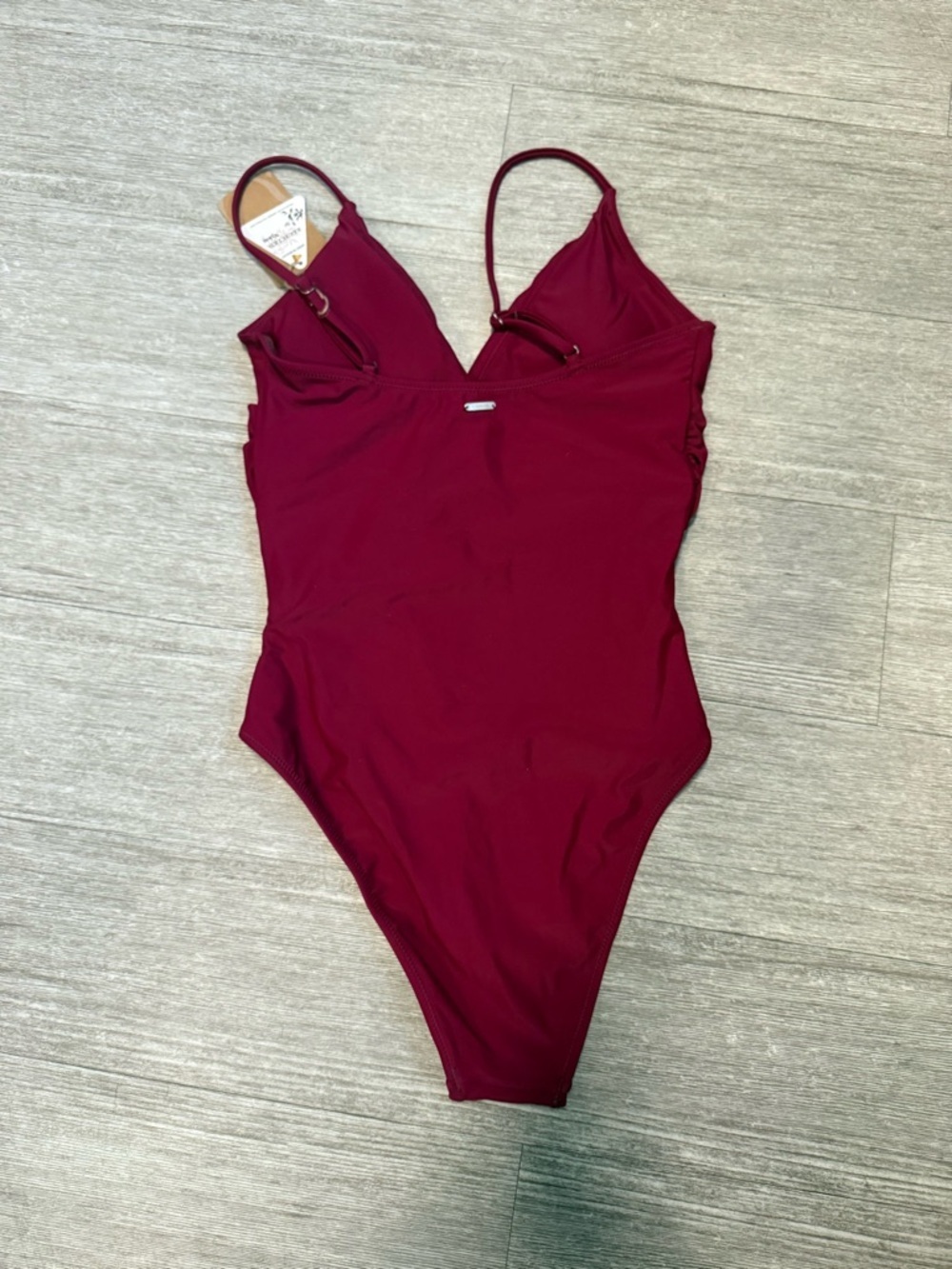 Berlook Burgundy Ruched V Neck One-Piece Swimsuit - Picture 7 of 10